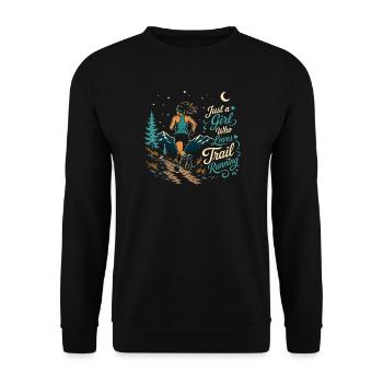 Nur ein Mädchen, das Trailrunning liebt - Unisex Pullover - Schwarz - Vorne - Alina (178cm) & Michal (187cm)