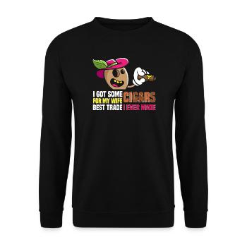 Zigarre Zigarrenraucher Rauchen - Unisex Pullover - Schwarz - Vorne - Alina (178cm) & Michal (187cm)