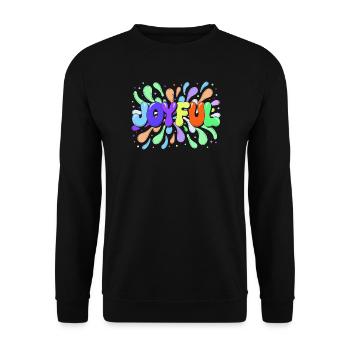 Joyeuse Typo éclaboussée multicolore - Sweat-shirt Unisexe - noir - Devant - Alina (178cm) & Michal (187cm)