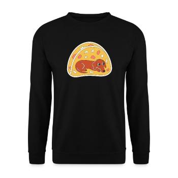 Dachshund Pizza Slice Funny Dog Art - Unisex Sweatshirt - black - Front - Alina (178cm) & Michal (187cm)