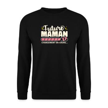 Future Maman Chargement En Cours Grossesse - Sweat-shirt Unisexe - noir - Devant - Alina (178cm) & Michal (187cm)