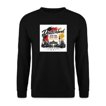 Deutschland Stolz Motiv – Flaggenpinsel - Unisex Pullover - Schwarz - Vorne - Alina (178cm) & Michal (187cm)
