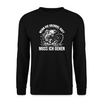 Grundel angeln Humor - Unisex Pullover - Schwarz - Vorne - Alina (178cm) & Michal (187cm)