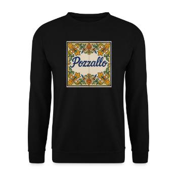 Pozzallo Fliesenmuster mit Blumenranken - Unisex Pullover - Schwarz - Vorne - Alina (178cm) & Michal (187cm)