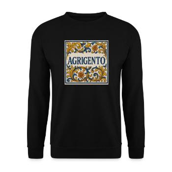 Agrigento Majolika Ornament - Unisex Pullover - Schwarz - Vorne - Alina (178cm) & Michal (187cm)