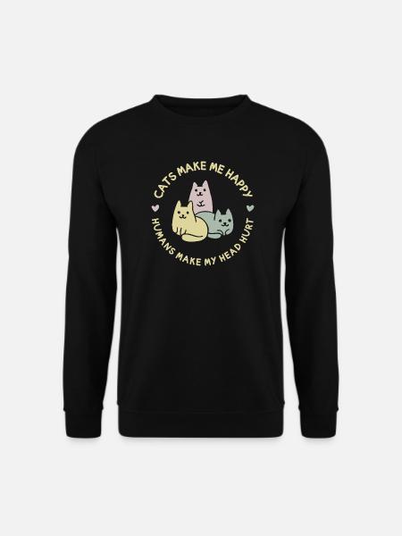 Katzen machen mich glücklich - Unisex Pullover - Schwarz