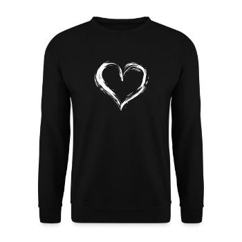 Herz - Unisex Pullover - Schwarz - Vorne - Alina (178cm) & Michal (187cm)