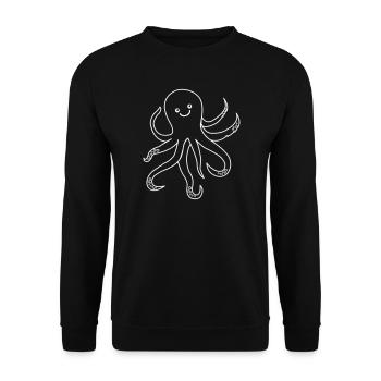 Dessin au trait : pieuvre joyeuse - Sweat-shirt Unisexe - noir - Devant - Alina (178cm) & Michal (187cm)