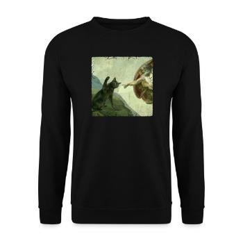 Chat gifle la main de Dieu Mème des chats drôles - Sweat-shirt Unisexe - noir - Devant - Alina (178cm) & Michal (187cm)