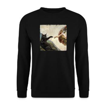 Chat gifle la main de Dieu Mème des chats drôles - Sweat-shirt Unisexe - noir - Devant - Alina (178cm) & Michal (187cm)