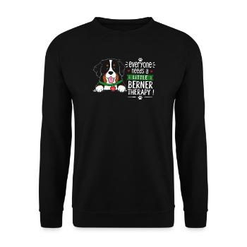 Berner Sennenhund Little Berner Therapy Humor  - Unisex Pullover - Schwarz - Vorne - Alina (178cm) & Michal (187cm)