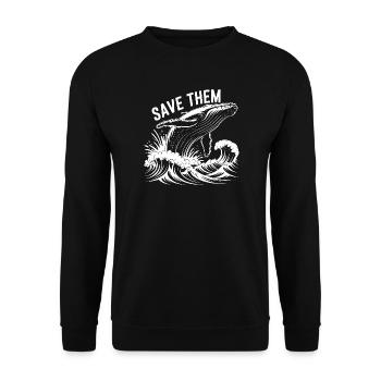 Conception de baleine - Sweat-shirt Unisexe - noir - Devant - Alina (178cm) & Michal (187cm)