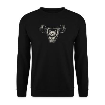 Cat Fitness Gym Weight Lifting Weight Lifting - Unisex Sweatshirt - black - Front - Alina (178cm) & Michal (187cm)