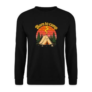 Born To Camp Retro 70s Sunset Cute Tent - Unisex Sweatshirt - black - Front - Alina (178cm) & Michal (187cm)