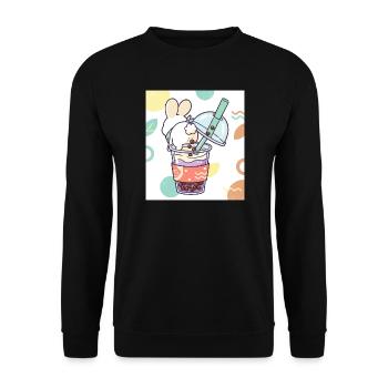 Bubble Tea Boba Drôle de Lapin mignon - Sweat-shirt Unisexe - noir - Devant - Alina (178cm) & Michal (187cm)