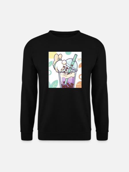 Cute Bunny Funny Boba Bubble Tea - Unisex Sweatshirt - black