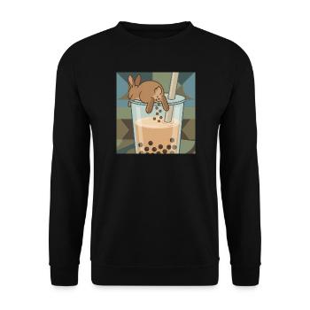 Bubble Tea Boba Drôle de Lapin mignon - Sweat-shirt Unisexe - noir - Devant - Alina (178cm) & Michal (187cm)