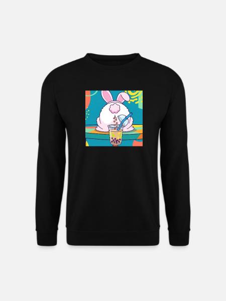 Cute Bunny Funny Boba Bubble Tea - Unisex Sweatshirt - black