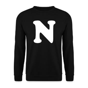 Imprimé grand N Style | Lettre N | N Logo - Sweat-shirt Unisexe - noir - Devant - Alina (178cm) & Michal (187cm)