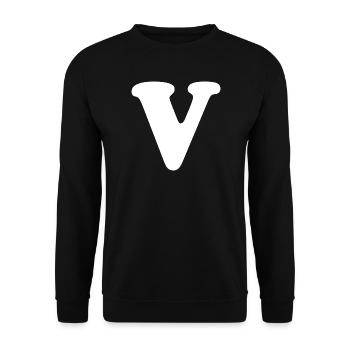 Gros imprimé en V | Lettre V | V Logo - Sweat-shirt Unisexe - noir - Devant - Alina (178cm) & Michal (187cm)