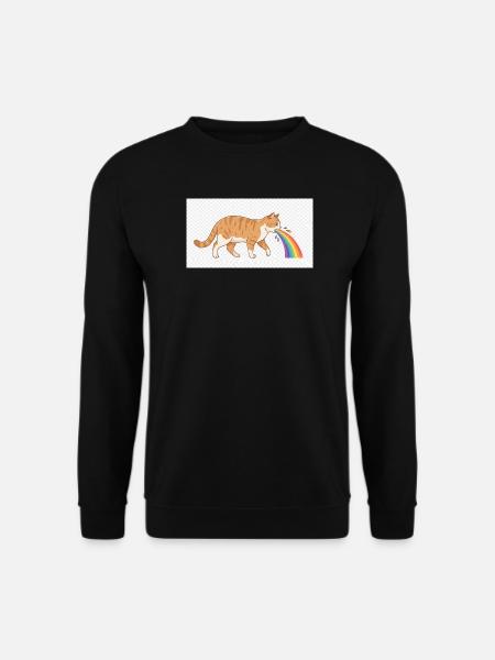 Katzenspuckender Regenbogen - Unisex Pullover - Schwarz