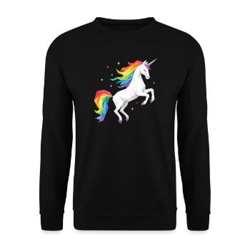 Licorne arc-en-ciel géométrique - Sweat-shirt Unisexe - noir - Devant - Alina (178cm) & Michal (187cm)