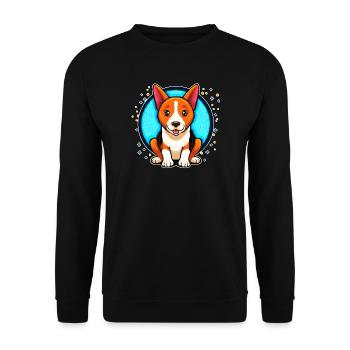 Basenji-Hund (Comic-Porträt) - Unisex Pullover - Schwarz - Vorne - Alina (178cm) & Michal (187cm)