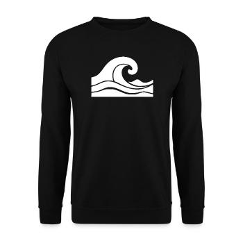 Welle minimal Meer Strand Urlaub Geschenk  - Unisex Pullover - Schwarz - Vorne - Alina (178cm) & Michal (187cm)