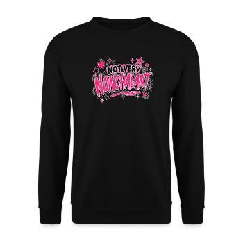 Not Very Nonchalant Neon Pink Script - Unisex Sweatshirt - black - Front - Alina (178cm) & Michal (187cm)