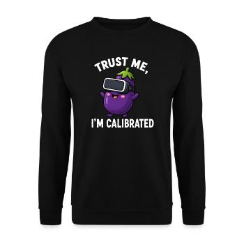 Aubergine Comic Spruch Gamer Cartoon - Unisex Pullover - Schwarz - Vorne - Alina (178cm) & Michal (187cm)