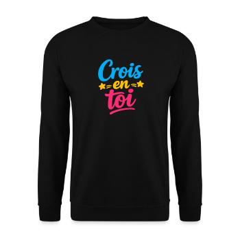 Crois en toi  - Sweat-shirt Unisexe - noir - Devant - Alina (178cm) & Michal (187cm)