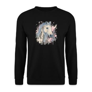 Cheval blanc en aquarelle - Sweat-shirt Unisexe - noir - Devant - Alina (178cm) & Michal (187cm)