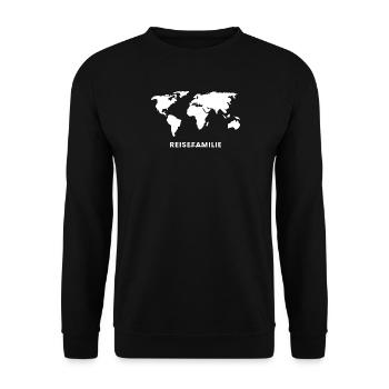 Weltreise Familie auf Weltkarte - Unisex Pullover - Schwarz - Vorne - Alina (178cm) & Michal (187cm)