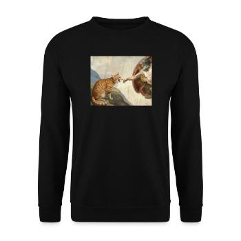 Chat gifle la main de Dieu Mème des chats drôles - Sweat-shirt Unisexe - noir - Devant - Alina (178cm) & Michal (187cm)