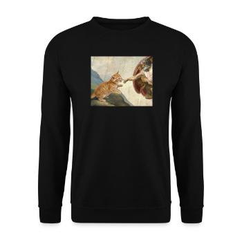 Chat gifle la main de Dieu Mème des chats drôles - Sweat-shirt Unisexe - noir - Devant - Alina (178cm) & Michal (187cm)