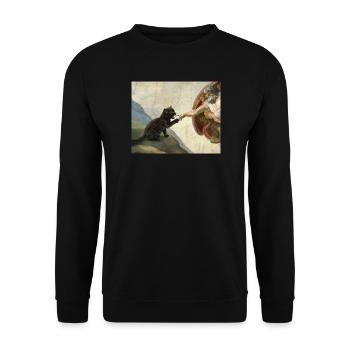 Chat gifle la main de Dieu Mème des chats drôles - Sweat-shirt Unisexe - noir - Devant - Alina (178cm) & Michal (187cm)