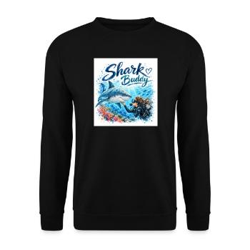 Shark Buddy Underwater Friend - Unisex Sweatshirt - black - Front - Alina (178cm) & Michal (187cm)