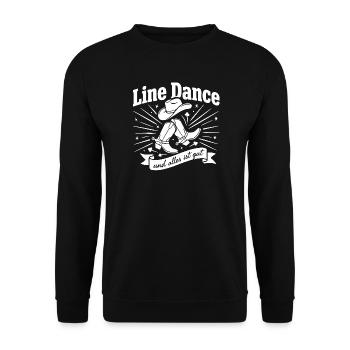 Line Dance Cowboy Boots Logo - Unisex Pullover - Schwarz - Vorne - Alina (178cm) & Michal (187cm)