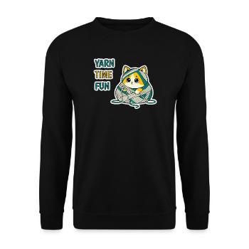 Art cadeau cadeau en laine mignonne Kitty Baby Cat Kawaii - Sweat-shirt Unisexe - noir - Devant - Alina (178cm) & Michal (187cm)
