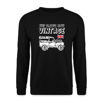 Keep_Classic_Alive_Vintage - Unisex Sweatshirt - black - Front - Alina (178cm) & Michal (187cm)