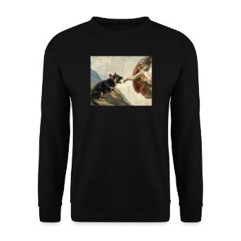 Dog God's Hand Shepherd Dog Meme - Unisex Sweatshirt - black - Front - Alina (178cm) & Michal (187cm)