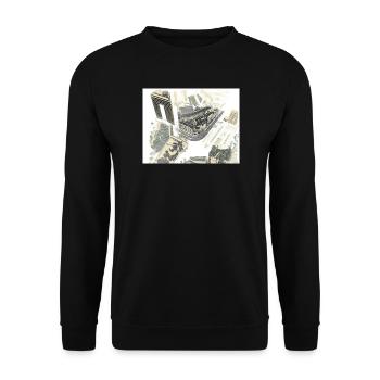 Luftige Stadtarchitektur im Looplayout - Unisex Pullover - Schwarz - Vorne - Alina (178cm) & Michal (187cm)