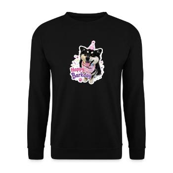 Happy Barkday Finnish Lapphund - Unisex Sweatshirt - black - Front - Alina (178cm) & Michal (187cm)
