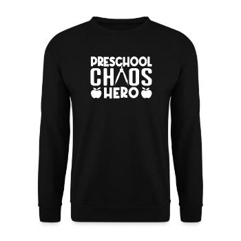 Enseignante de maternelle Chaos Héros Enseignante de garderie - Sweat-shirt Unisexe - noir - Devant - Alina (178cm) & Michal (187cm)