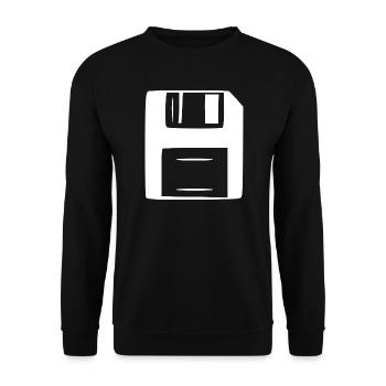 Retro_Vintage_80er_90er_Jahre_Diskette_weiss_Ge - Unisex Pullover - Schwarz - Vorne - Alina (178cm) & Michal (187cm)