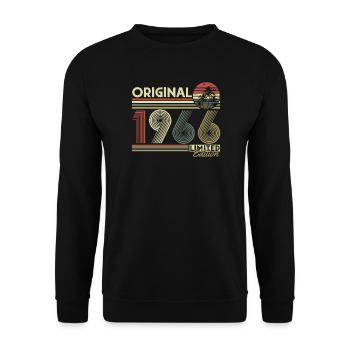 Original 1966 Jahrgang Vintage Retro Geburtstag - Unisex Pullover - Schwarz - Vorne - Alina (178cm) & Michal (187cm)