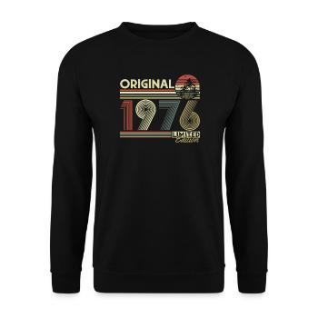 Anniversaire original vintage rétro vintage de 1976 - Sweat-shirt Unisexe - noir - Devant - Alina (178cm) & Michal (187cm)