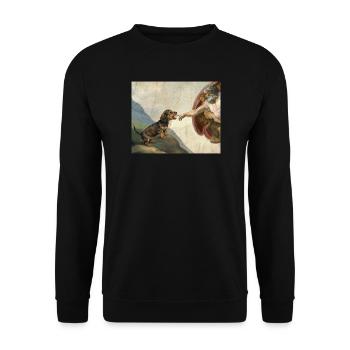 Dog God Hand Dachshund Dogs meme - Unisex Sweatshirt - black - Front - Alina (178cm) & Michal (187cm)