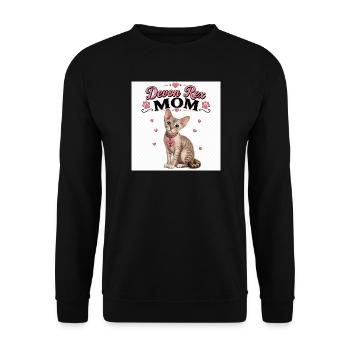 Devon Rex Maman Chat Cœur - Sweat-shirt Unisexe - noir - Devant - Alina (178cm) & Michal (187cm)
