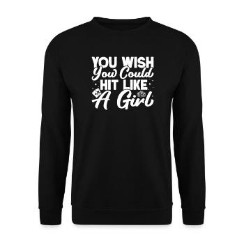 Joueur de casino que vous aimeriez pouvoir frapper comme une fille - Sweat-shirt Unisexe - noir - Devant - Alina (178cm) & Michal (187cm)